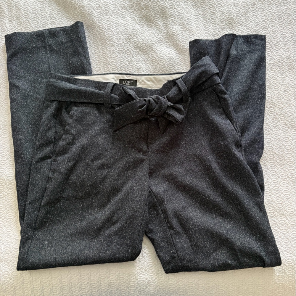 LOFT Navy Tie-Waist Dress Pants for Women